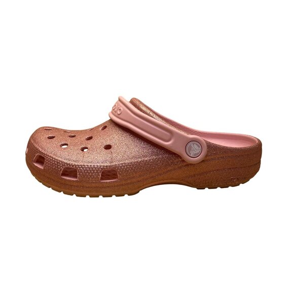 Crocs Girls Rose Gold Glitter Rubber Slip-On Clogs Size 6 - Picture 4 of 7